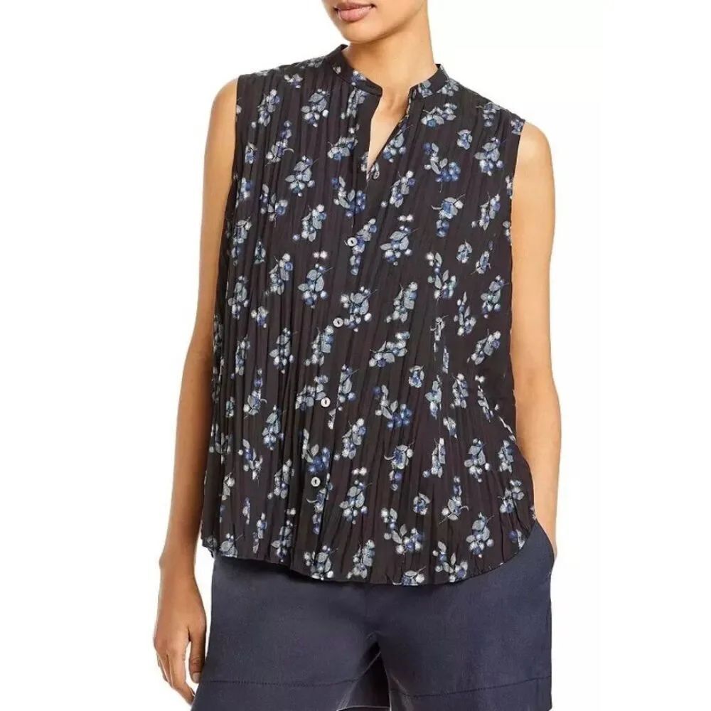 Vince floral dandelion pleated blouse